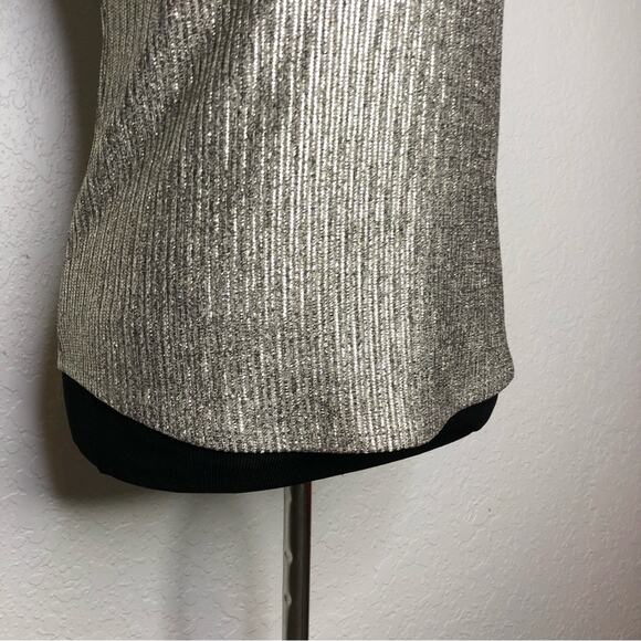 WHBM silver metallic flutter sleeve v neck top size Extra Extra Small XXS - Picture 3 of 14